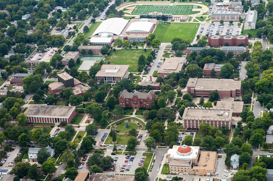 Aerial view of Nebraska Wesleyan University campus